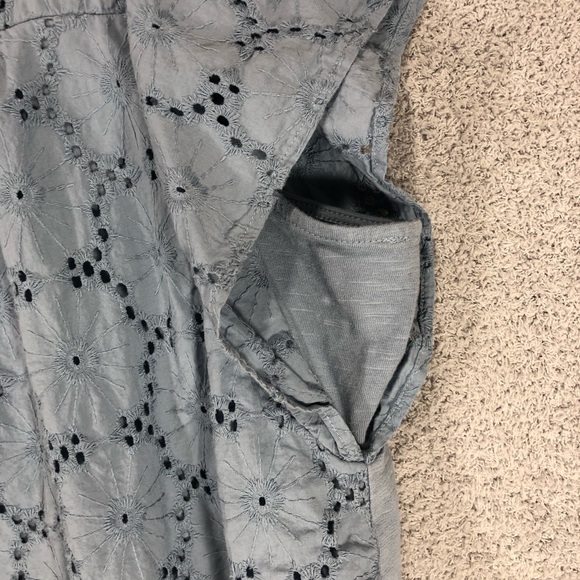 Lane Bryant Blue Eyelet Blouse Size 18/20 Boho Cottagecore Flutter Sleeve Cotton - Picture 6 of 14